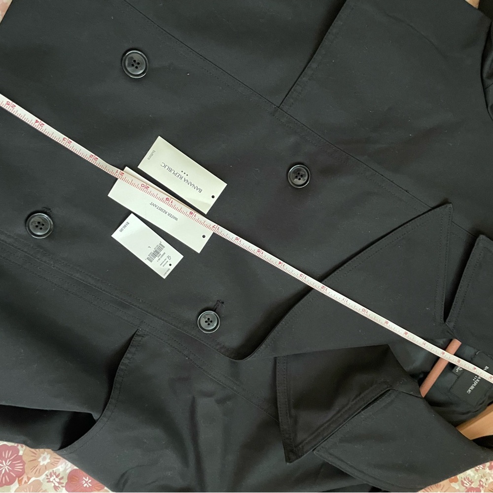 Banana Republic Black Cropped Trench Coat Classic Tailored Design